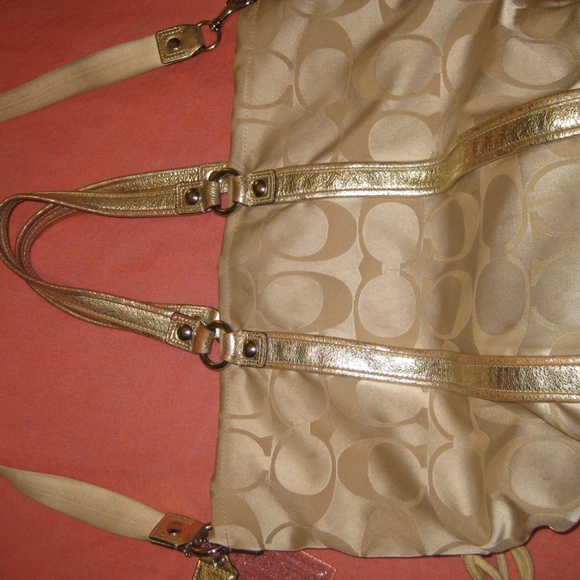 Gold and Khaki Coach Poppy Purse - Picture 3 of 7